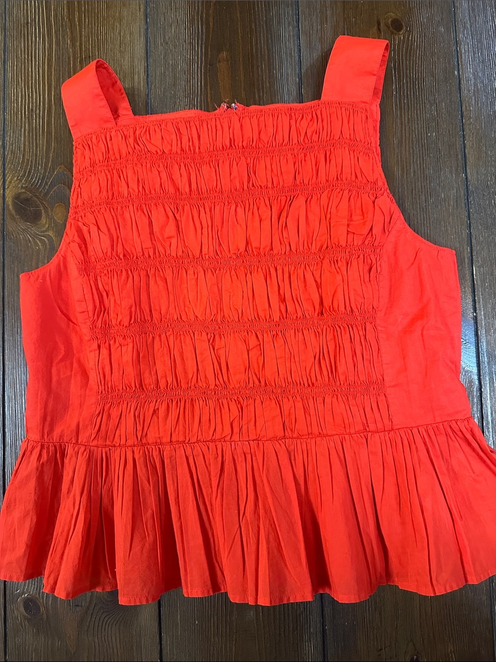 J. Crew Factory Red Smocked Peplum Tank Top